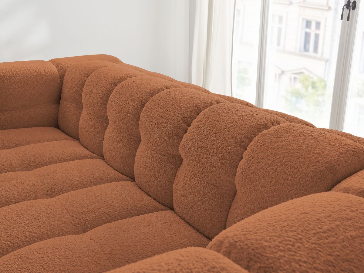 Canapé droit convertible 3 places CLOUD tissu bouclette