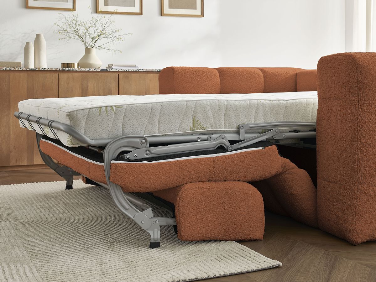 Canapé droit convertible 3 places CLOUD tissu bouclette