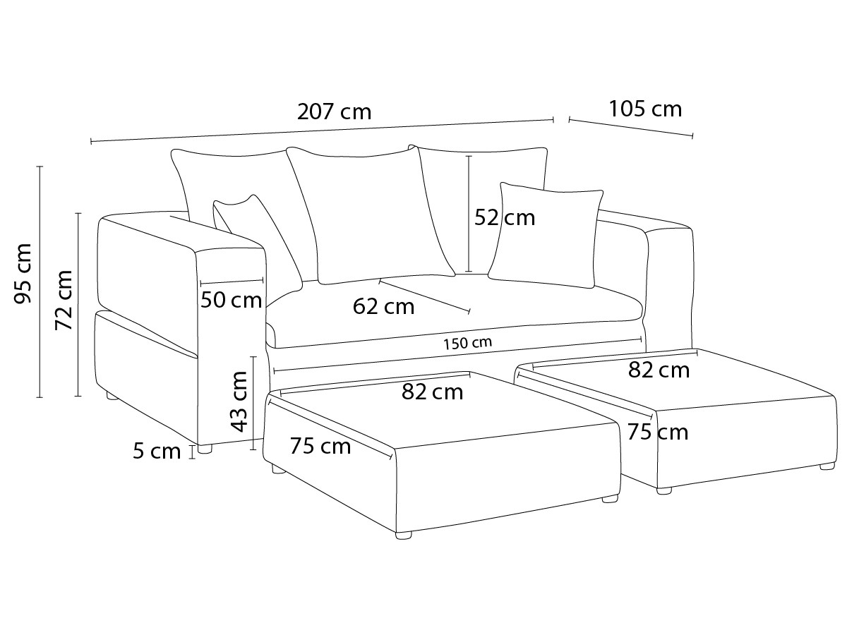 Canapé d'angle fixe EVEREST tissu chiné - Orange - Angle droit - 10 coussins