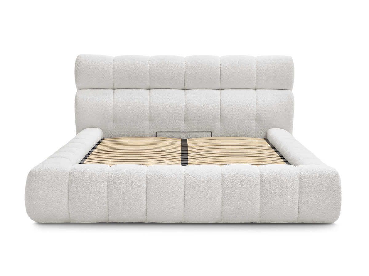 Lit coffre MONT-BLANC tissu bouclette