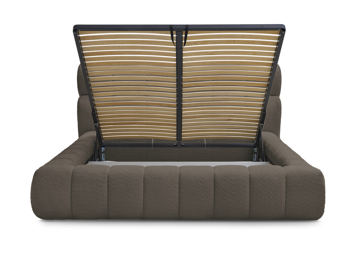 Lit coffre MONT-BLANC tissu bouclette