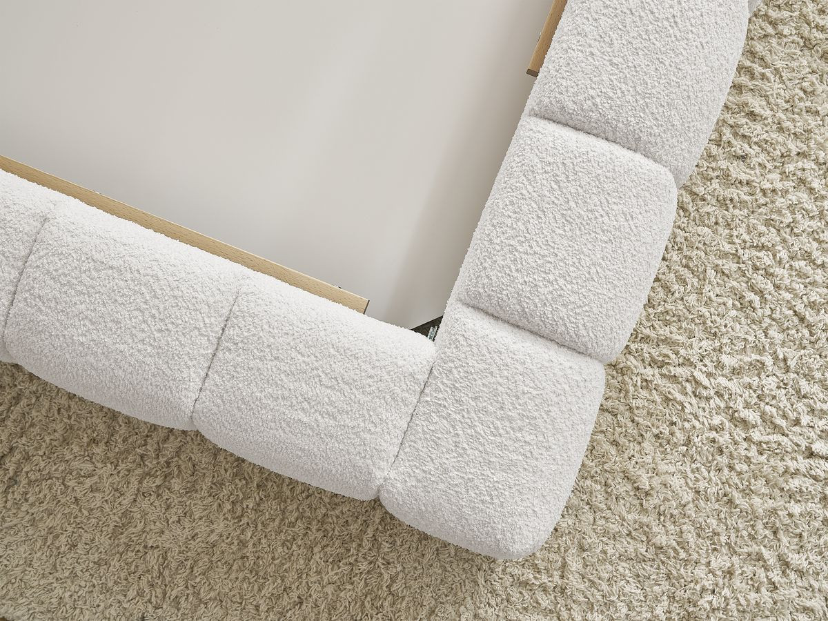 Canapé d'angle fixe EVEREST tissu chiné - Orange - Angle droit - 10 coussins