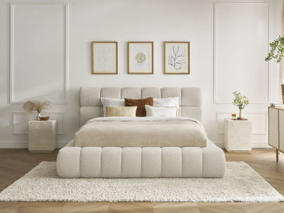 Lit coffre MONT-BLANC tissu bouclette