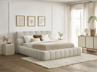 Lit coffre MONT-BLANC tissu bouclette
