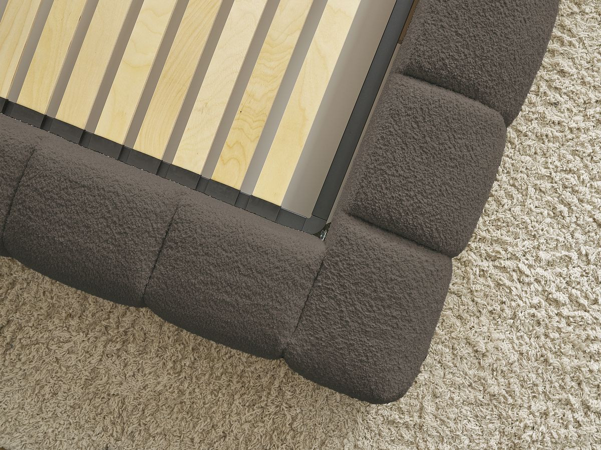 Lit coffre MONT-BLANC tissu bouclette