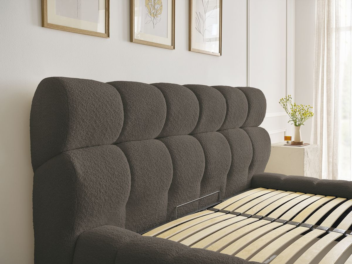 Lit coffre MONT-BLANC tissu bouclette