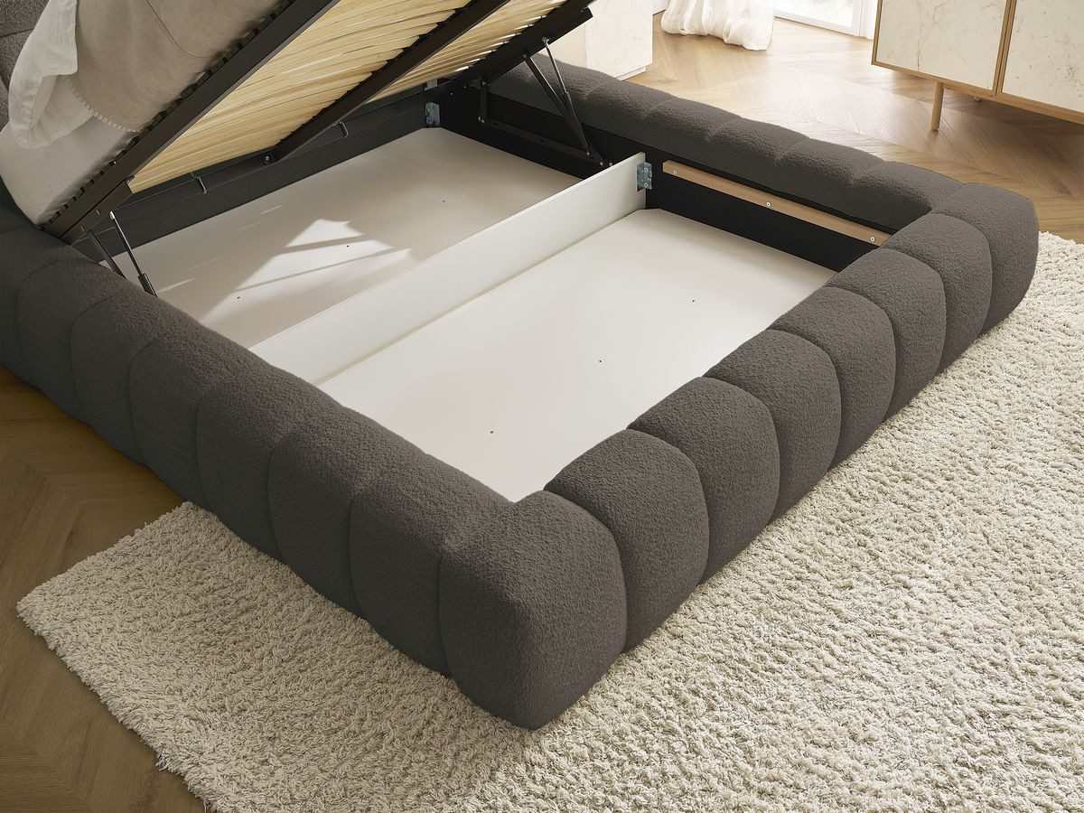 Lit coffre MONT-BLANC tissu bouclette