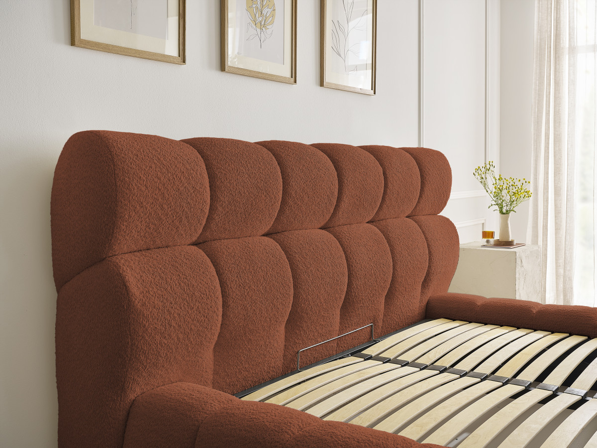 Lit coffre MONT-BLANC tissu bouclette