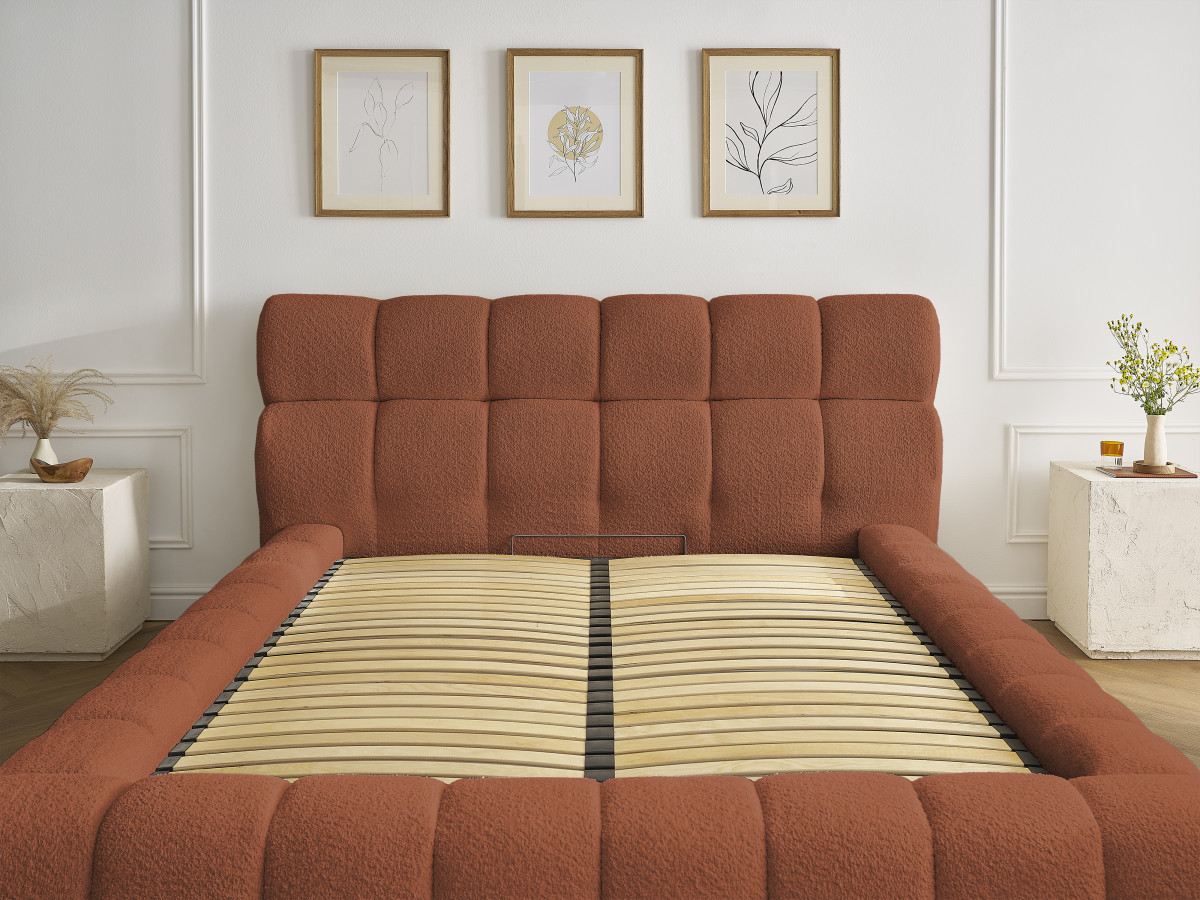 Lit coffre MONT-BLANC tissu bouclette