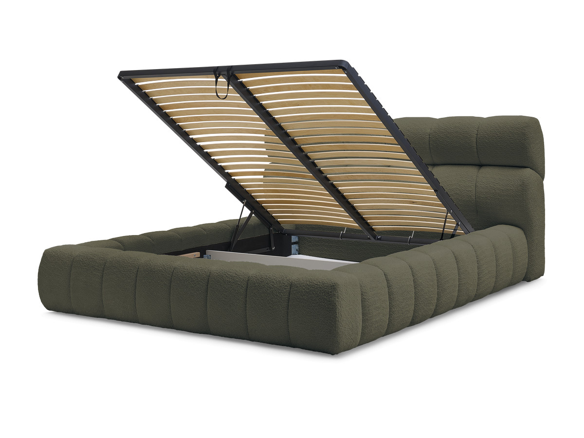 Lit coffre MONT-BLANC tissu bouclette