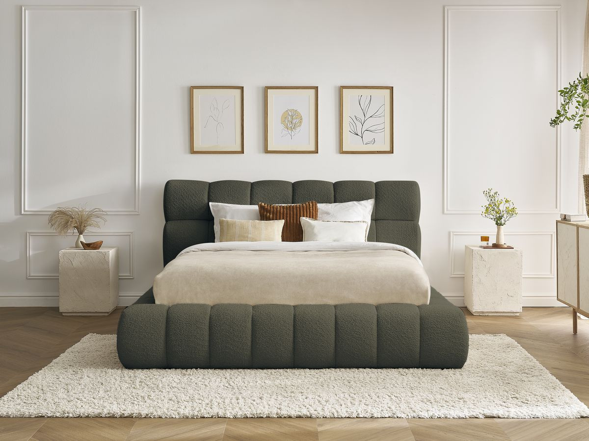 Lit coffre MONT-BLANC tissu bouclette