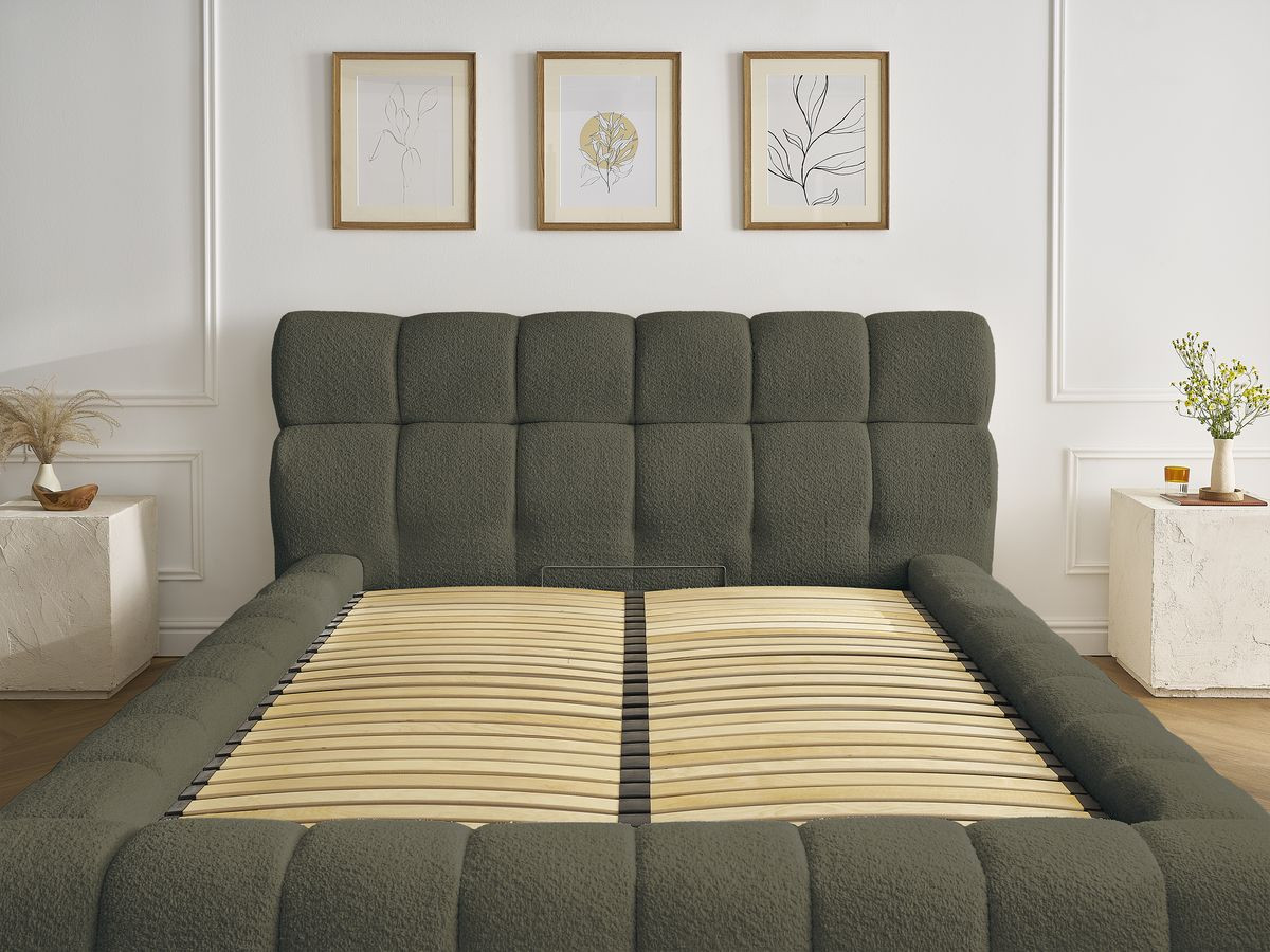 Lit coffre MONT-BLANC tissu bouclette