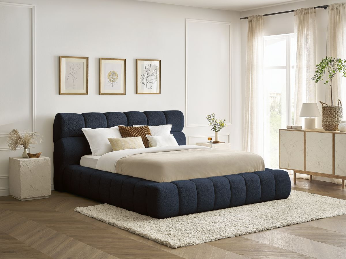Lit coffre MONT-BLANC tissu bouclette