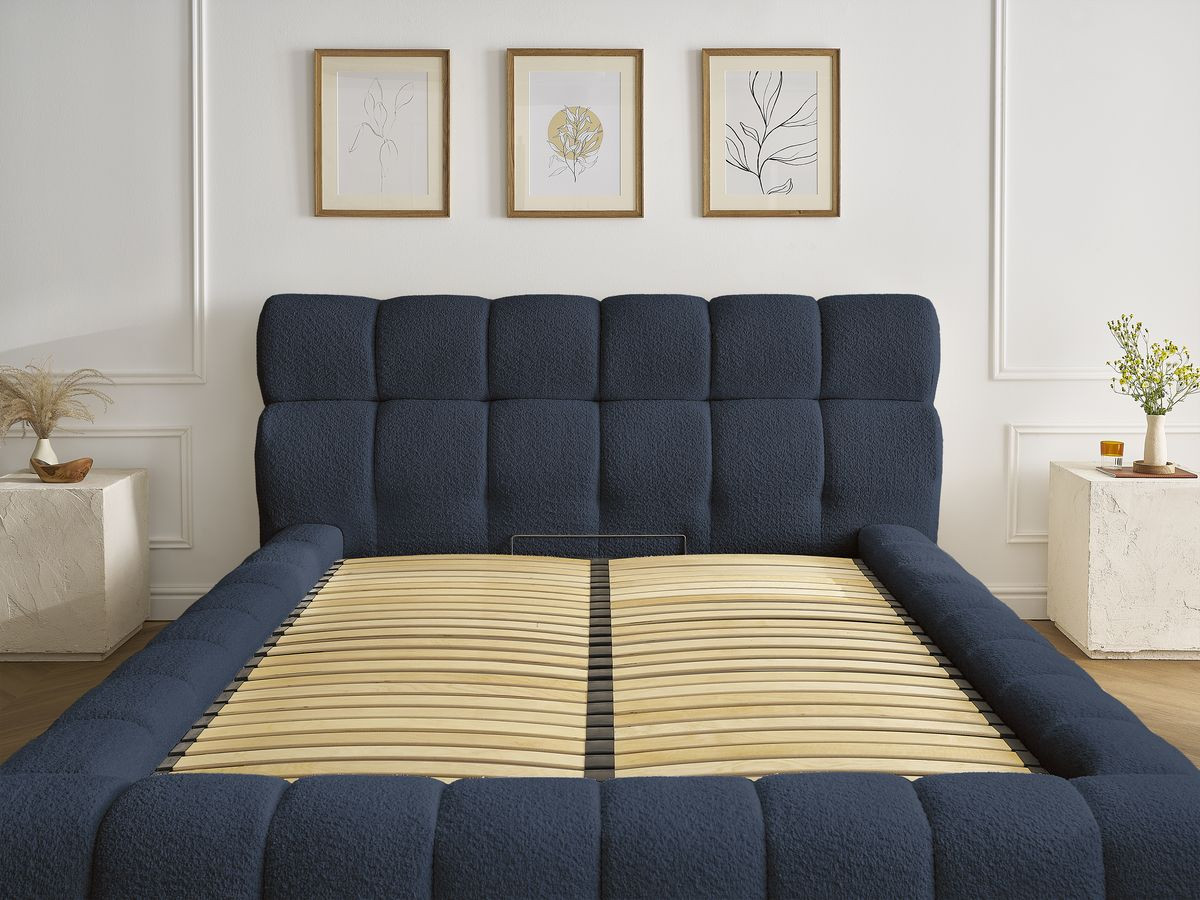 Lit coffre MONT-BLANC tissu bouclette