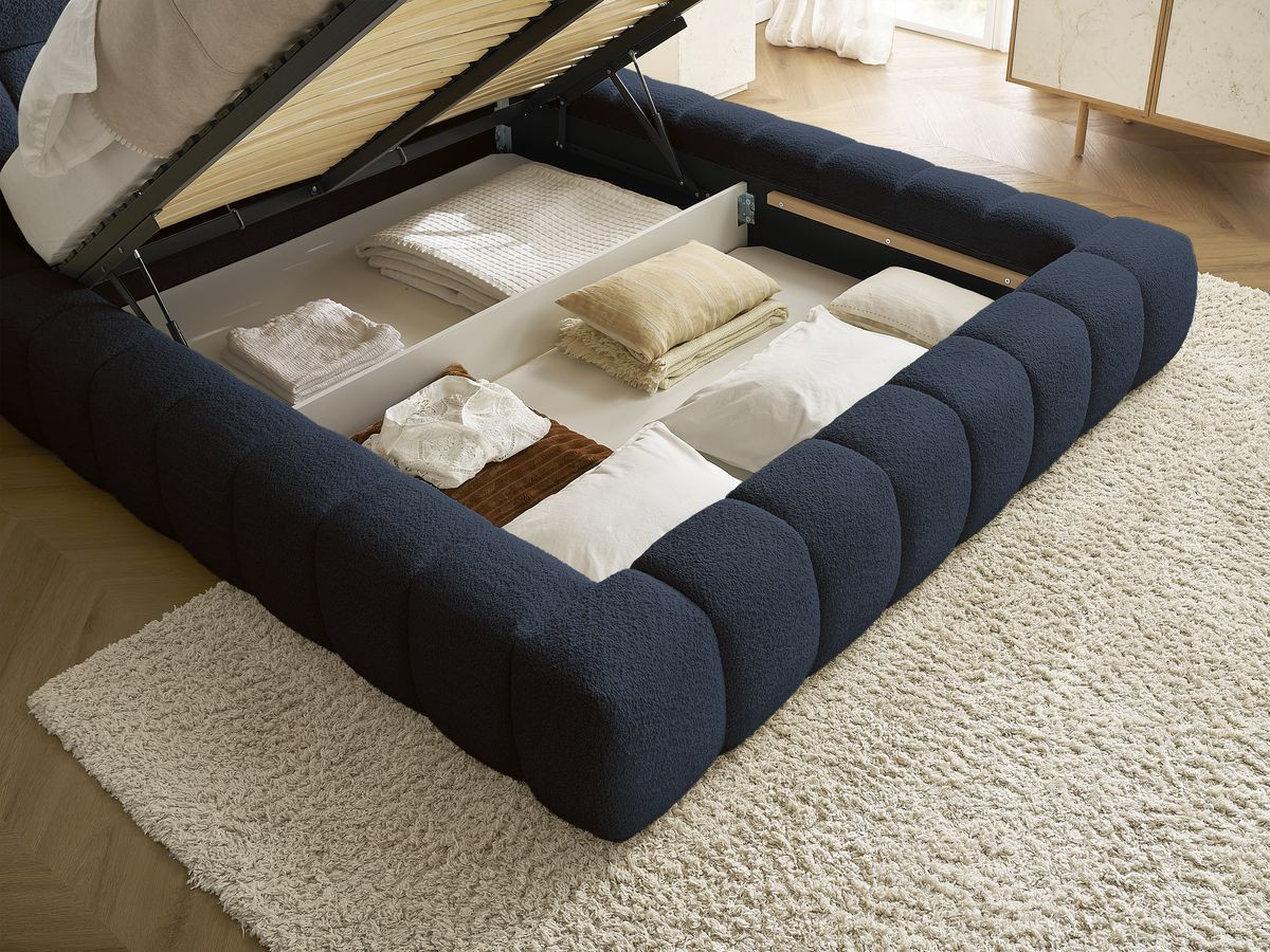 Lit coffre MONT-BLANC tissu bouclette