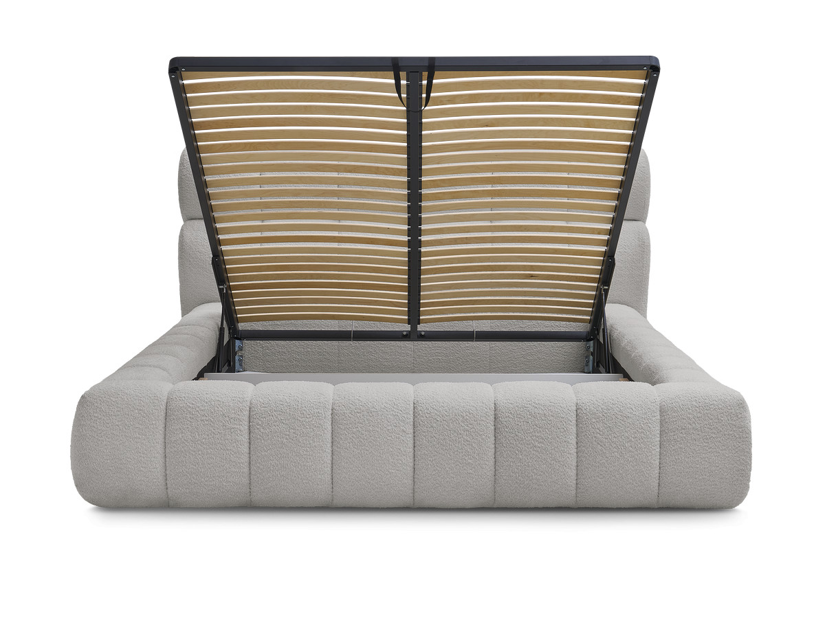 Lit coffre MONT-BLANC tissu bouclette
