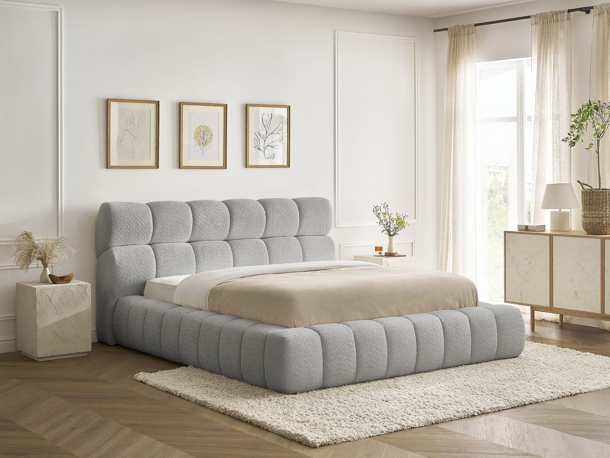 Lit coffre MONT-BLANC bouclette gris clair — vue 6