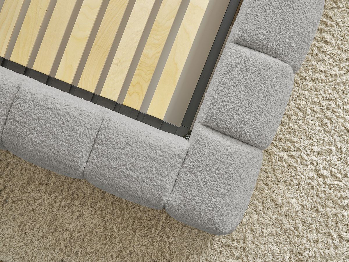 Lit coffre MONT-BLANC tissu bouclette
