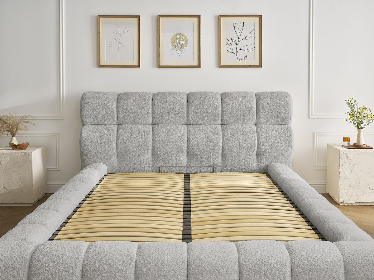 Lit coffre MONT-BLANC tissu bouclette