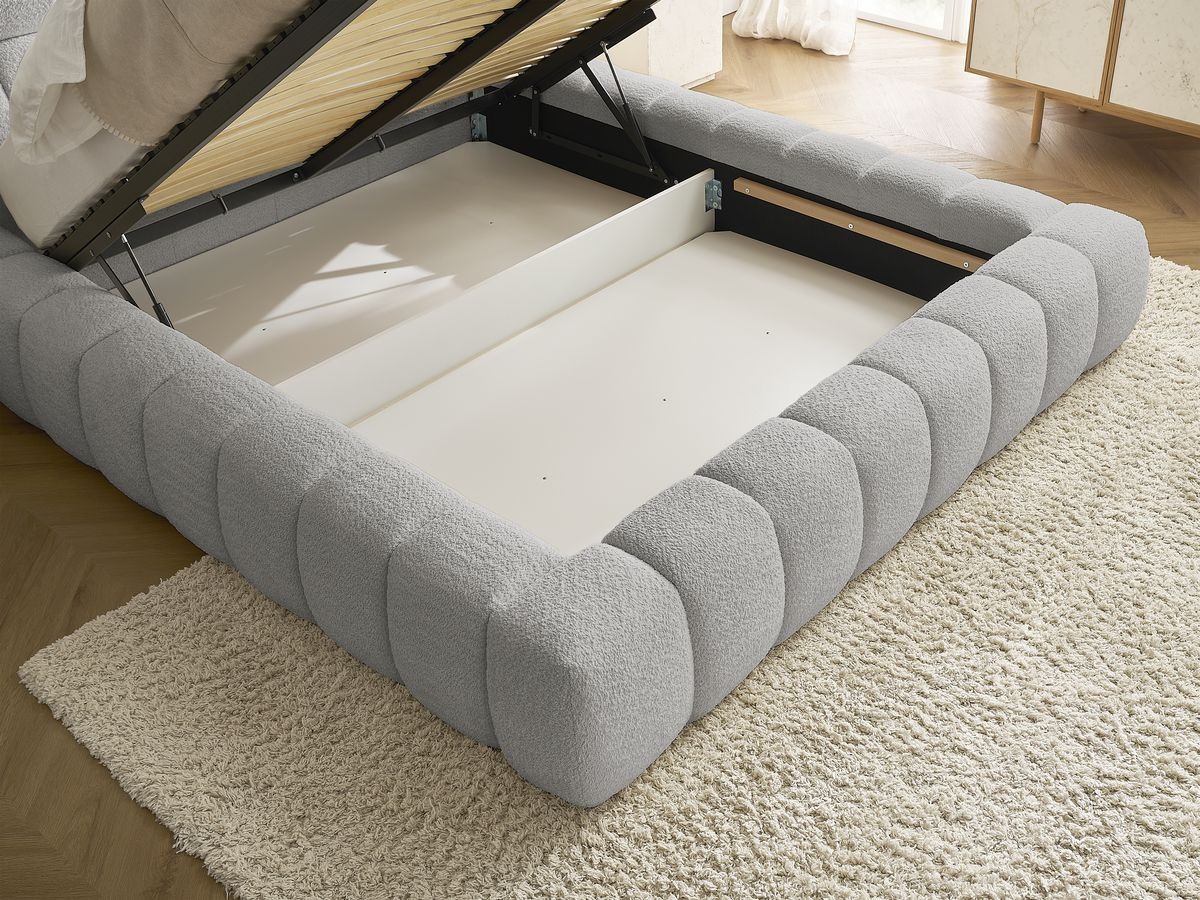 Lit coffre MONT-BLANC tissu bouclette