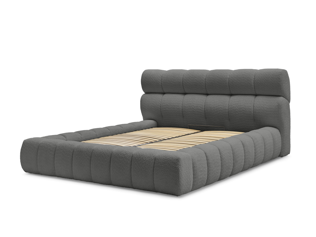 Lit coffre MONT-BLANC tissu bouclette
