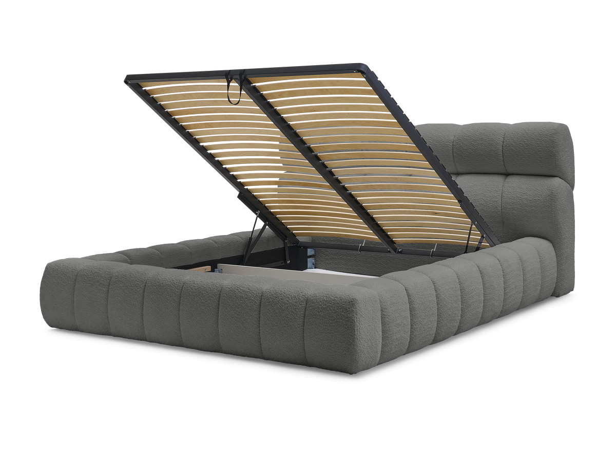 Lit coffre MONT-BLANC tissu bouclette