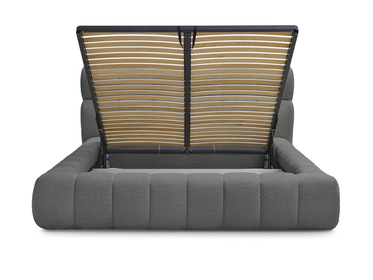 Lit coffre MONT-BLANC tissu bouclette