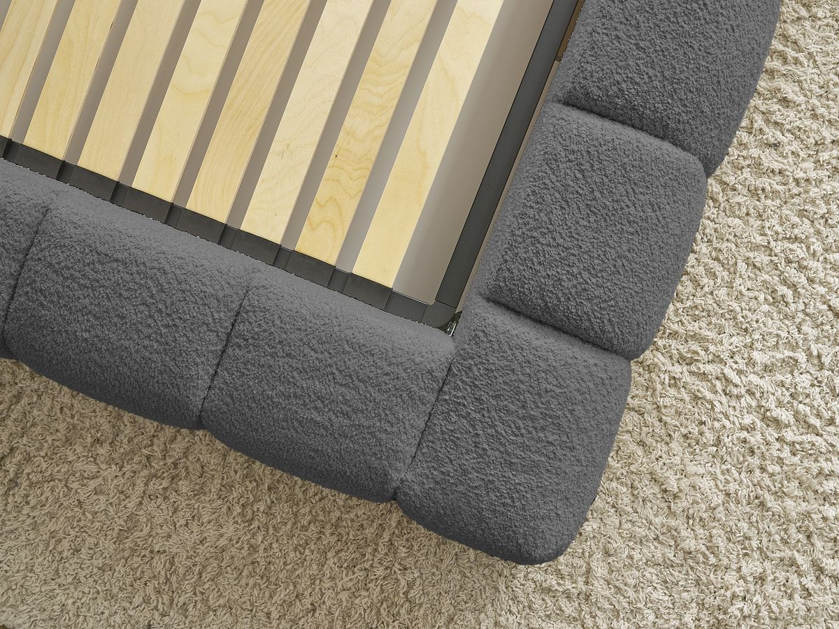 Lit coffre MONT-BLANC tissu bouclette