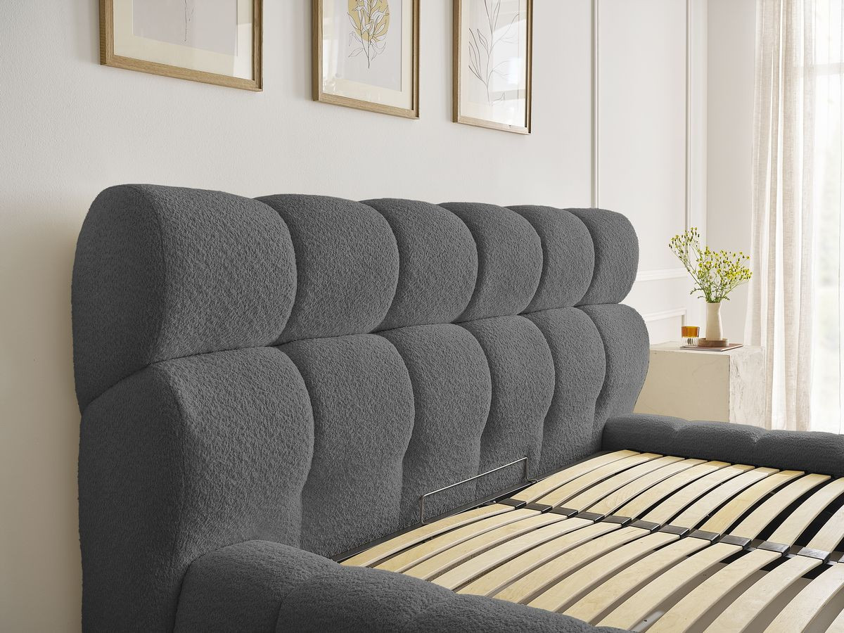 Lit coffre MONT-BLANC tissu bouclette