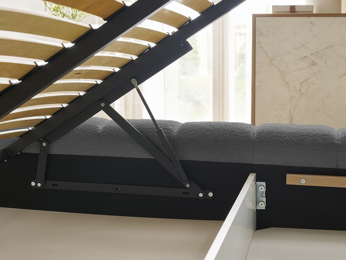 Lit coffre MONT-BLANC tissu bouclette