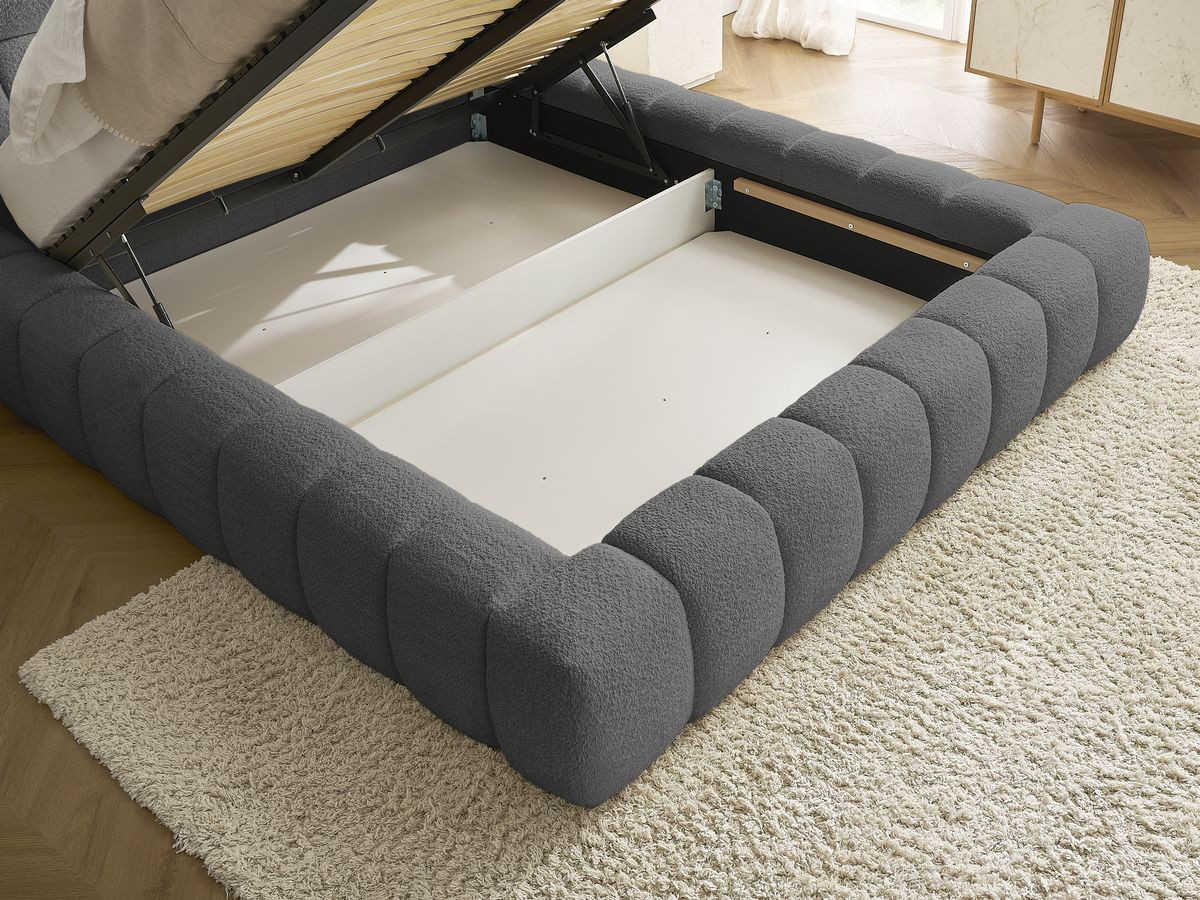 Lit coffre MONT-BLANC tissu bouclette