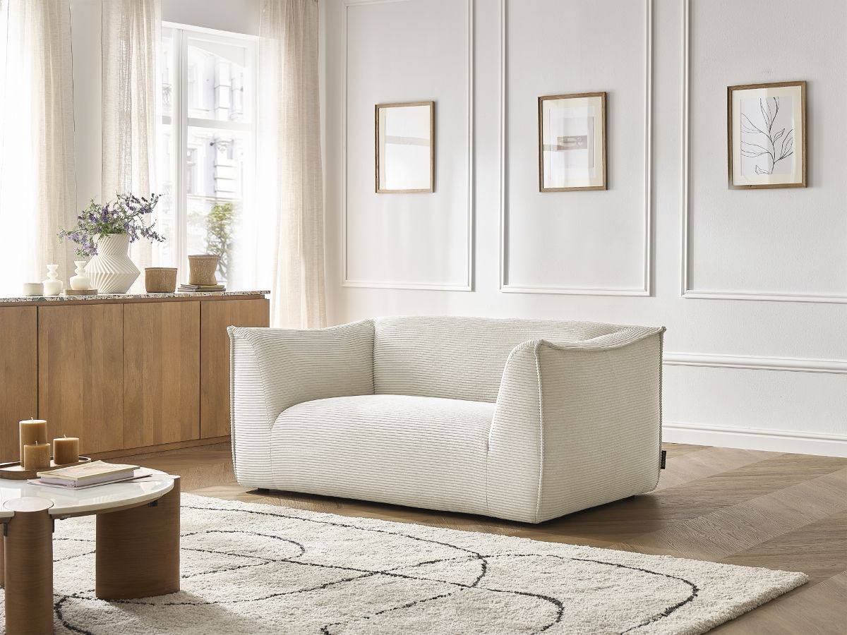 Canapé droit 2 places GIORGIA velours côtelé beige — vue 5