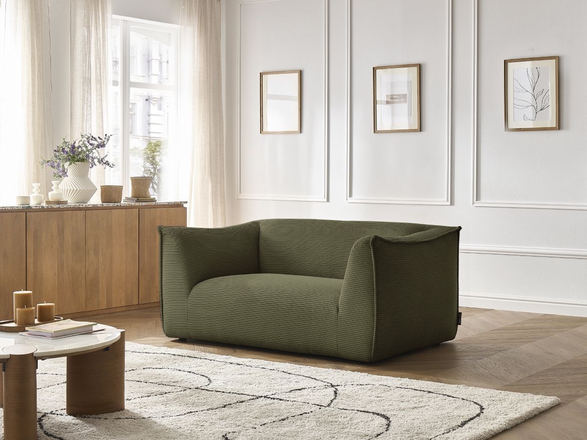 Canapé droit 2 places GIORGIA velours côtelé vert — vue 5