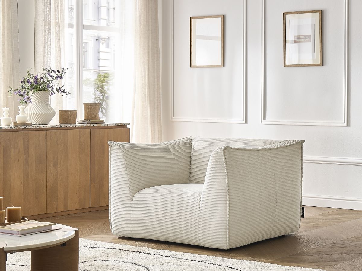 Fauteuil GIORGIA velours côtelé beige — vue 5