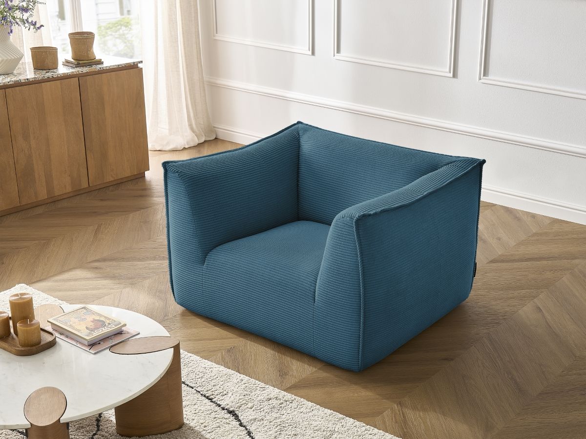 Canapé d'angle fixe EVEREST tissu chiné - Orange - Angle droit - 10 coussins