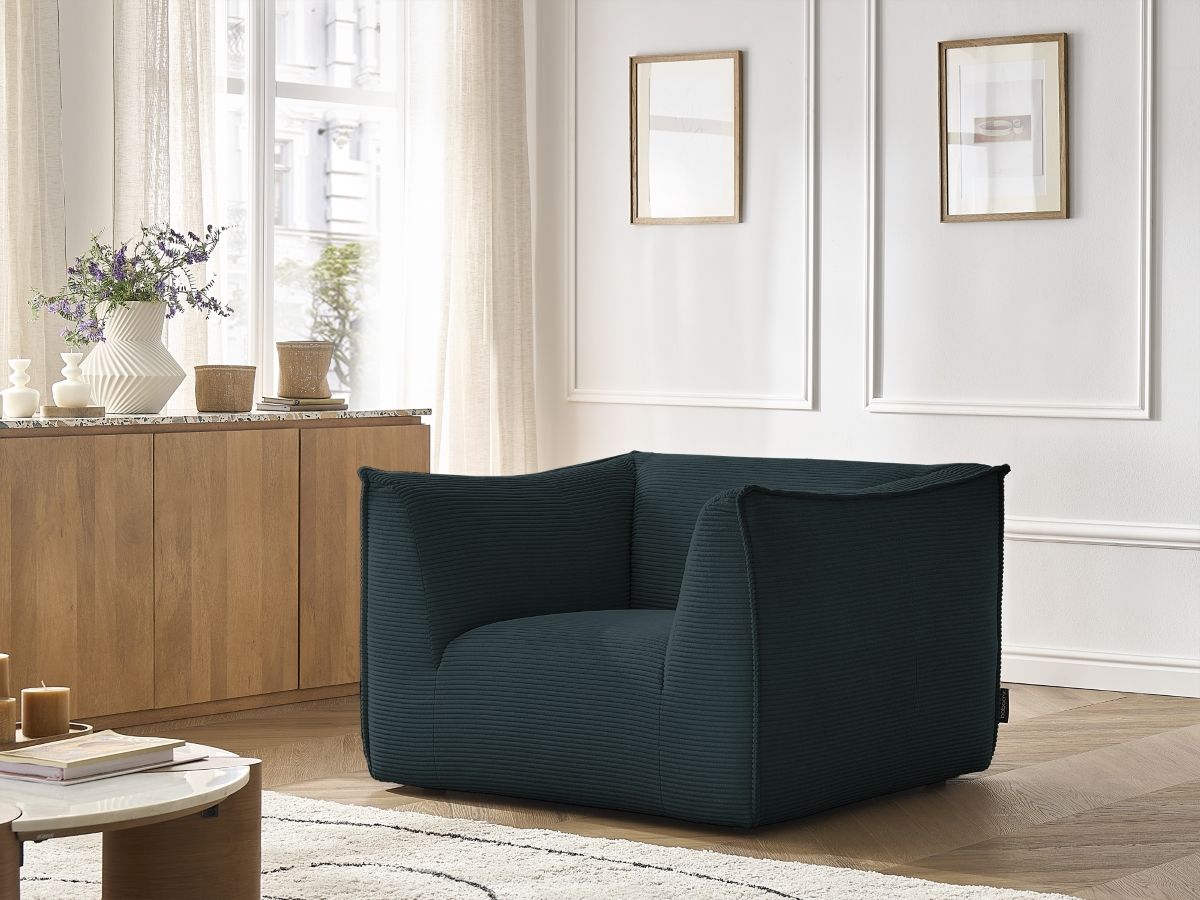 Fauteuil GIORGIA velours côtelé bleu foncé — vue 5
