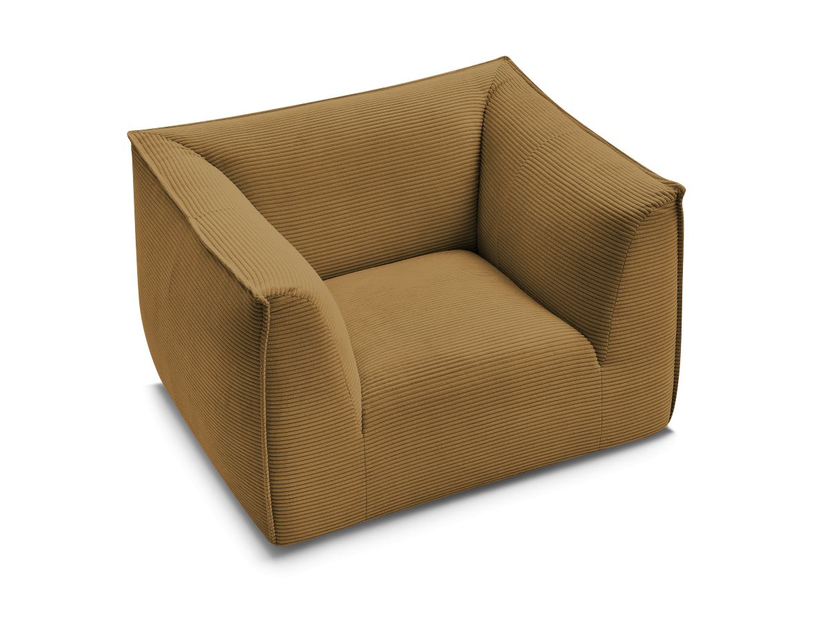 Canapé d'angle fixe EVEREST tissu chiné - Orange - Angle droit - 10 coussins