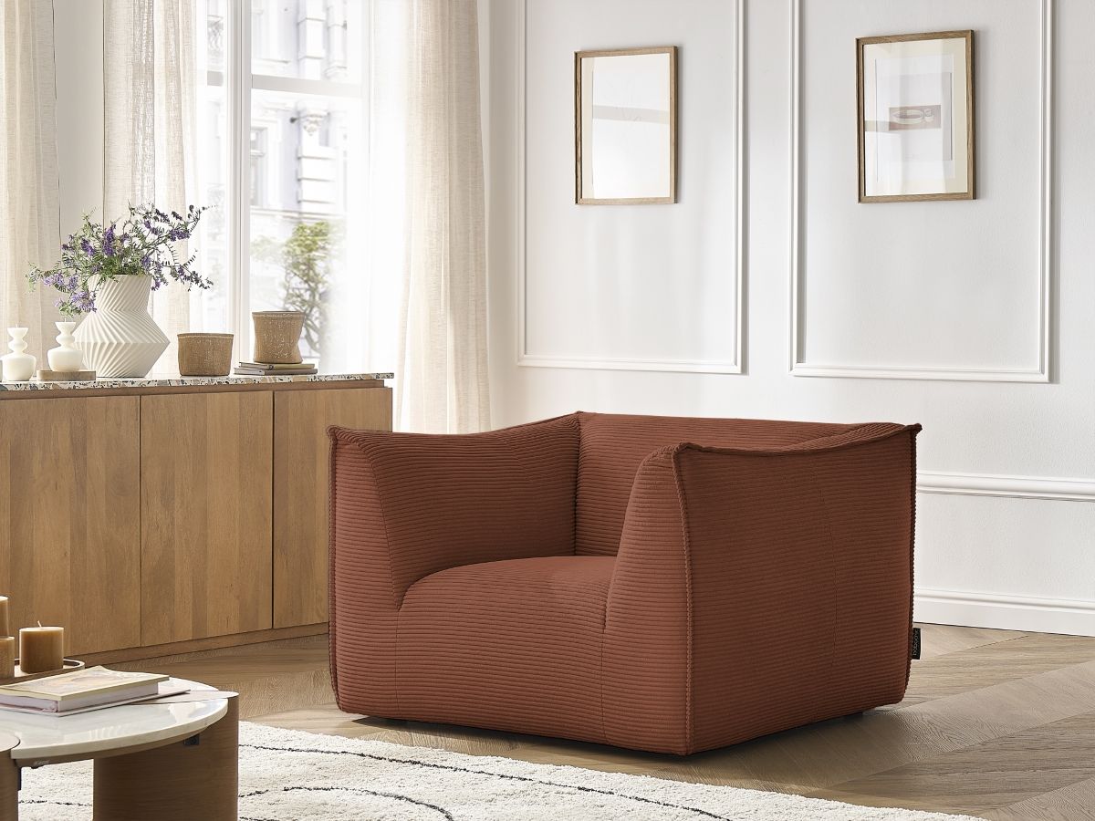 Fauteuil GIORGIA velours côtelé orange — vue 5