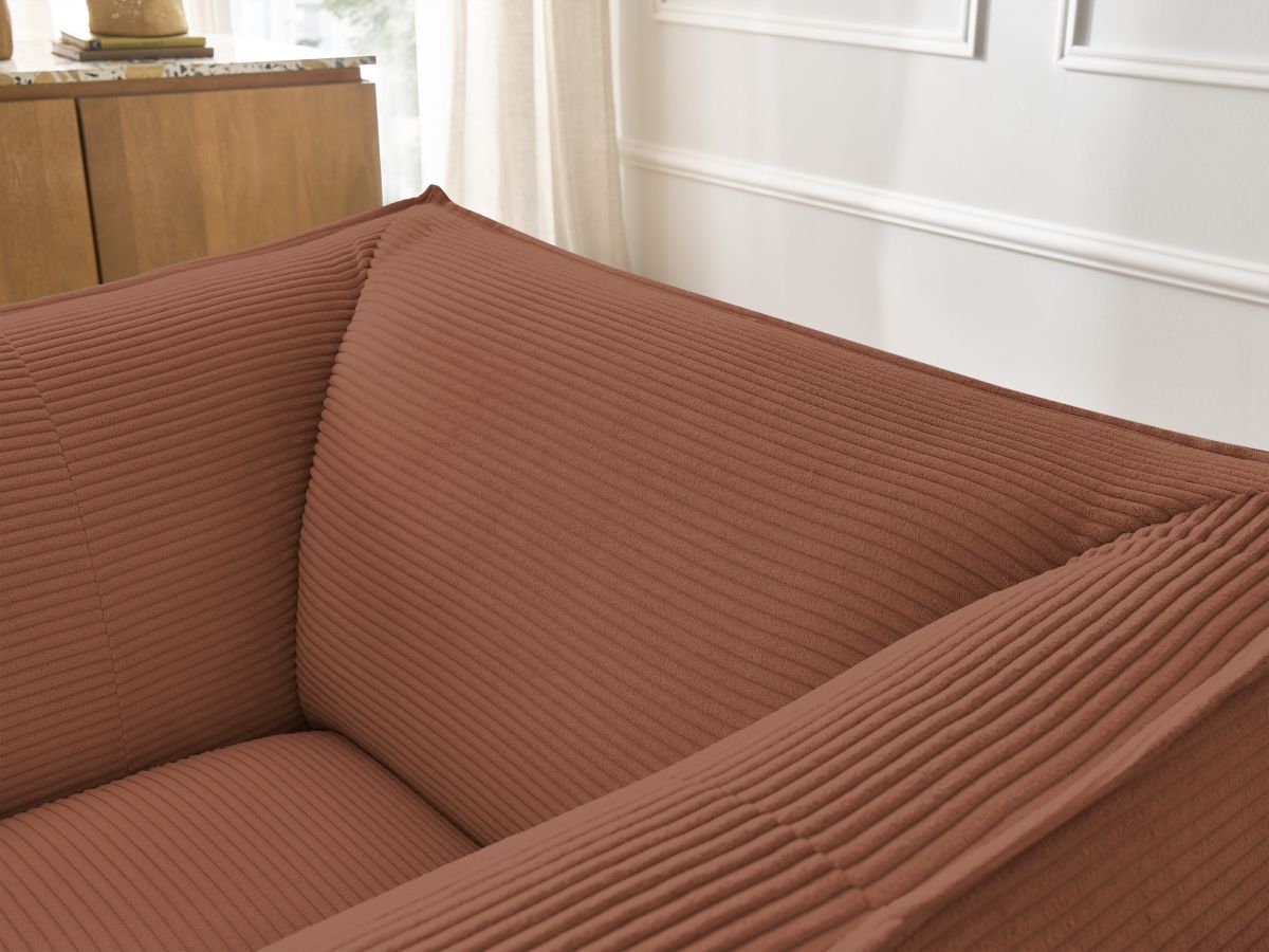 Canapé d'angle fixe EVEREST tissu chiné - Orange - Angle droit - 10 coussins