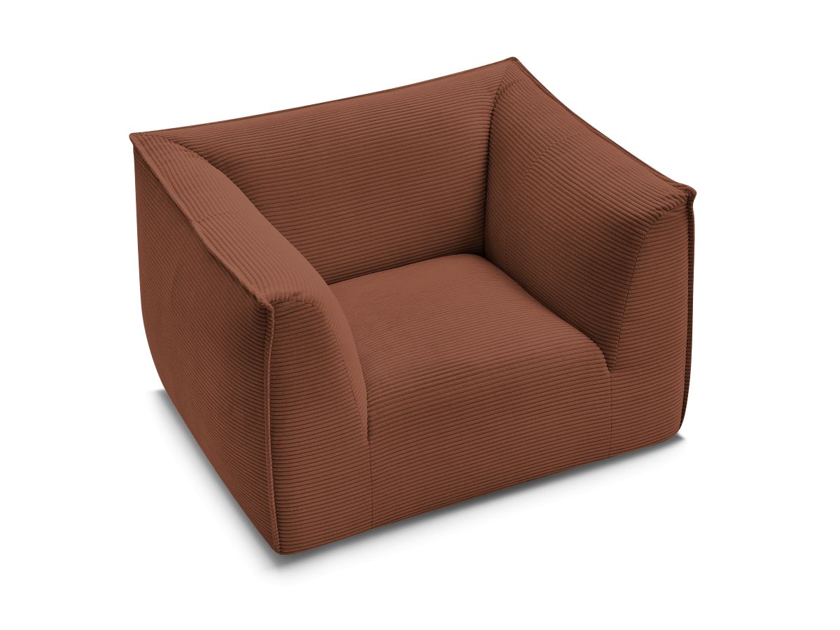Canapé d'angle fixe EVEREST tissu chiné - Orange - Angle droit - 10 coussins
