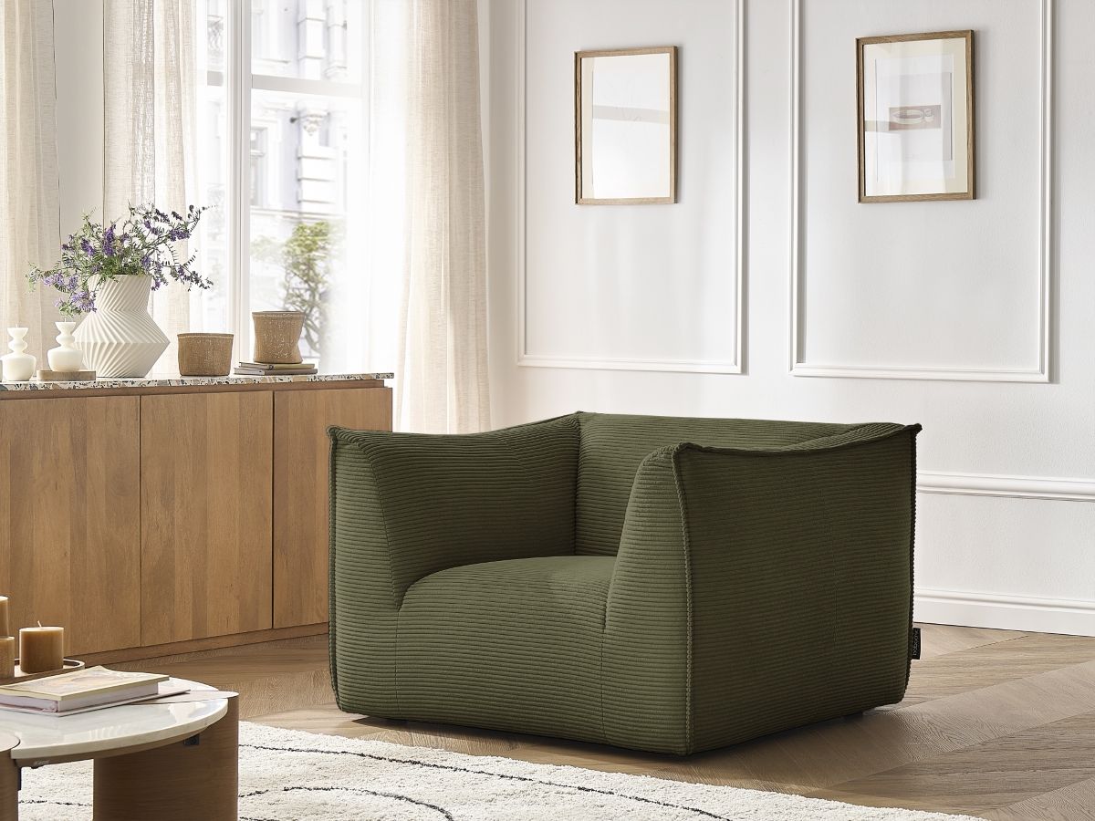 Fauteuil GIORGIA velours côtelé vert — vue 5