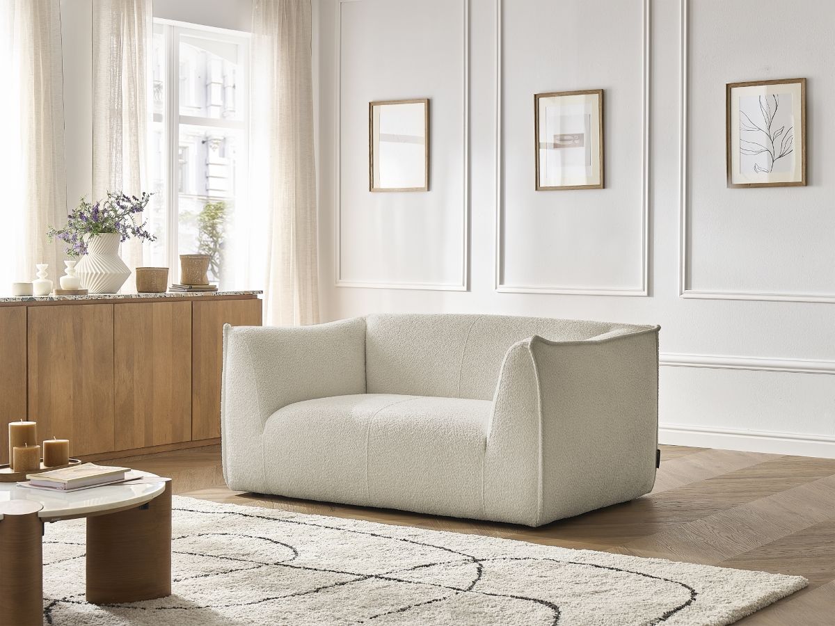 Canapé droit 2 places GIORGIA bouclette beige — vue 5