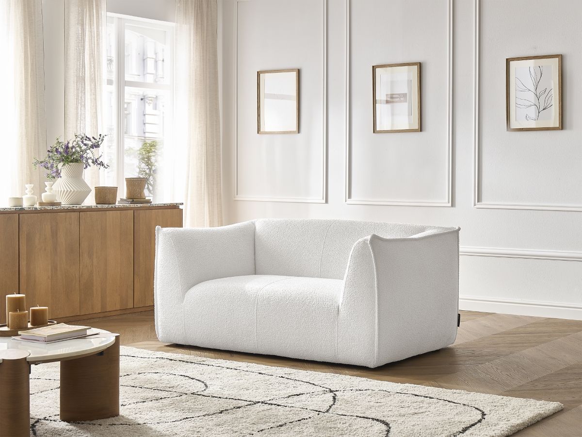 Canapé droit 2 places GIORGIA bouclette blanc — vue 5