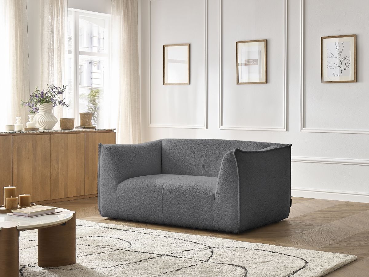 Canapé droit 2 places GIORGIA bouclette gris foncé — vue 5