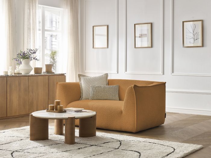 Canapé 2 places GIORGIA tissu bouclette