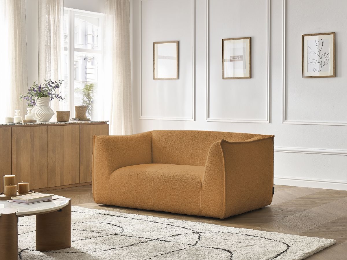 Canapé droit 2 places GIORGIA bouclette jaune — vue 5