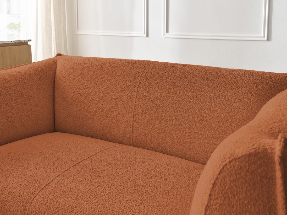 Canapé d'angle fixe EVEREST tissu chiné - Orange - Angle droit - 10 coussins
