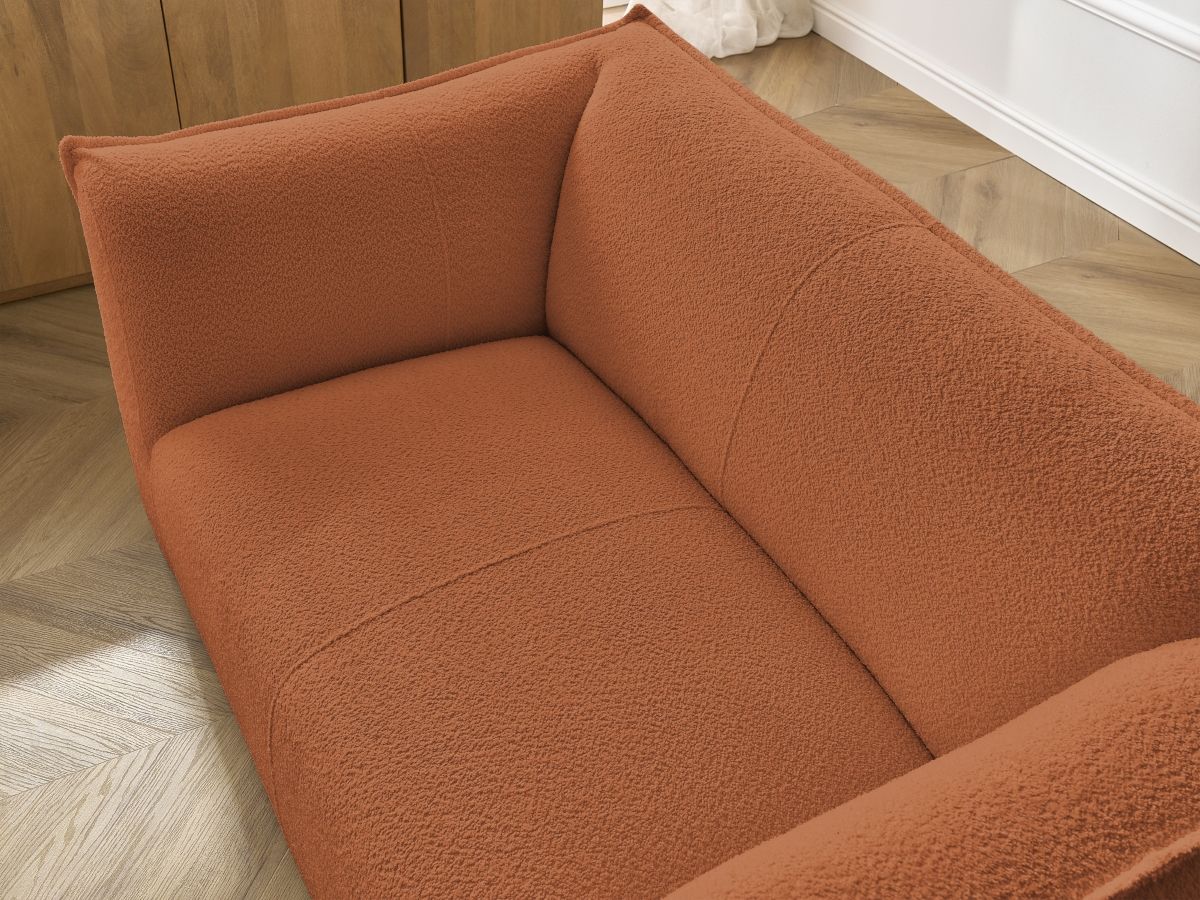 Canapé d'angle fixe EVEREST tissu chiné - Orange - Angle droit - 10 coussins