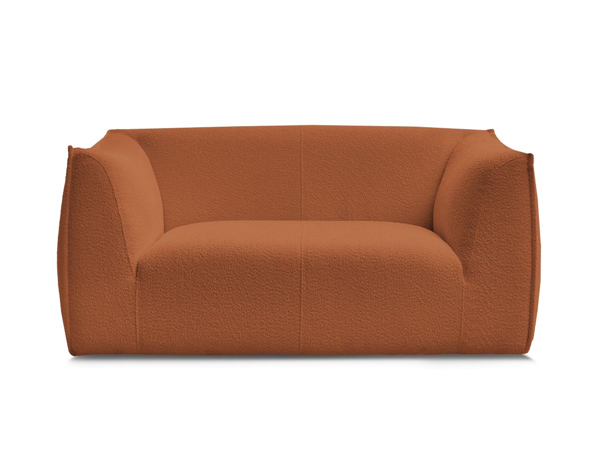Canapé d'angle fixe EVEREST tissu chiné - Orange - Angle droit - 10 coussins