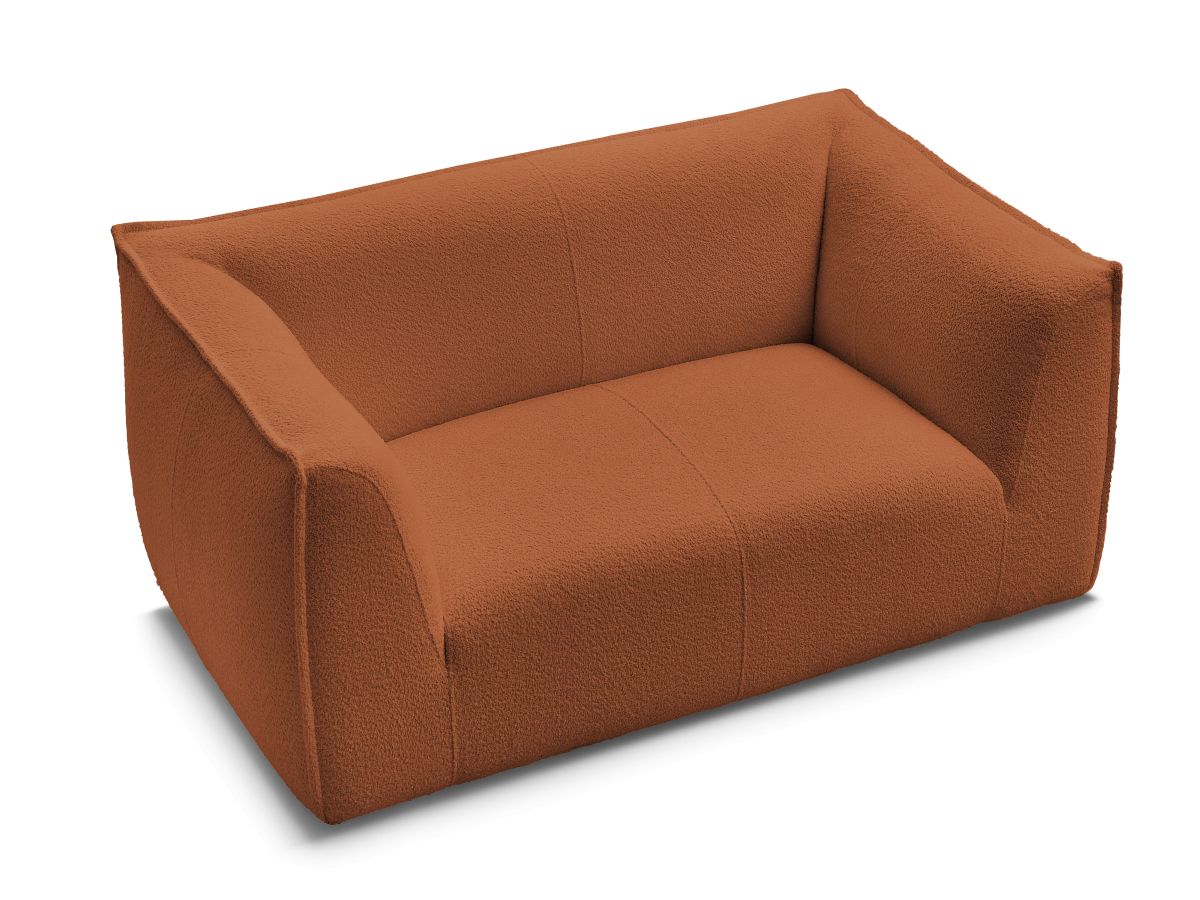 Canapé d'angle fixe EVEREST tissu chiné - Orange - Angle droit - 10 coussins